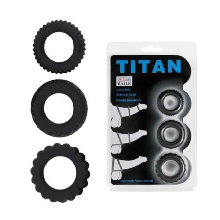 TITAN cock ring set black x3