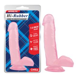 Hi Rubber 7.0 Inch Dildo pink